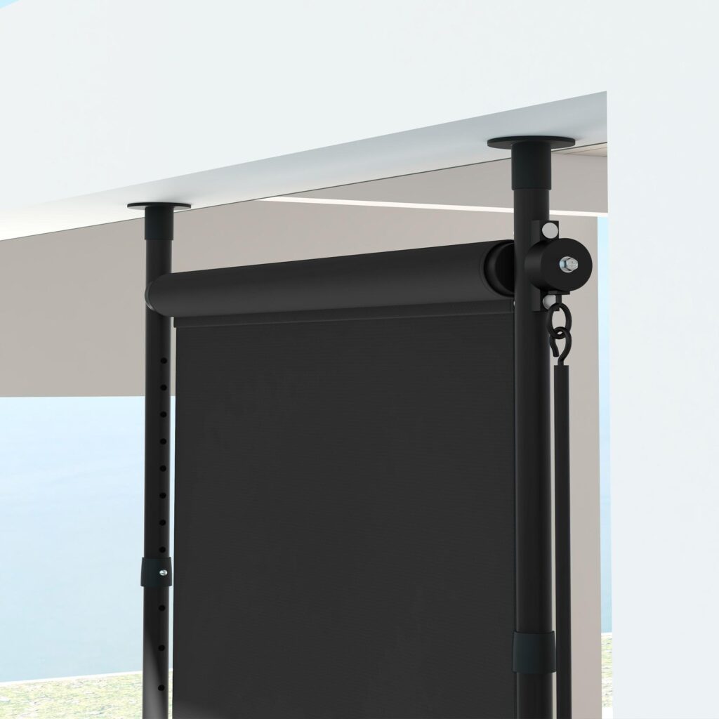 Vertikal markis Solskydd Balkongrullgardin 120x220-310cm Väderbeständig med vev, justerbar höjd och ingen borrning för terrass och trädgård