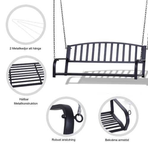 Hollywood Swing Garden Swing bänk för två – Rostsäker metallram med bekväm sits | Enkel installation