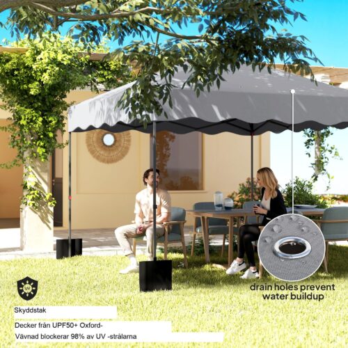 Snabbinstallation Pop-Up hopfällbart lusthus med UV-skydd 50+ – Stabil struktur, justerbar höjd, Vattenavvisande, Vinterbeständig | Inkluderar rullväska, markankare, staglinor, sandsäckar