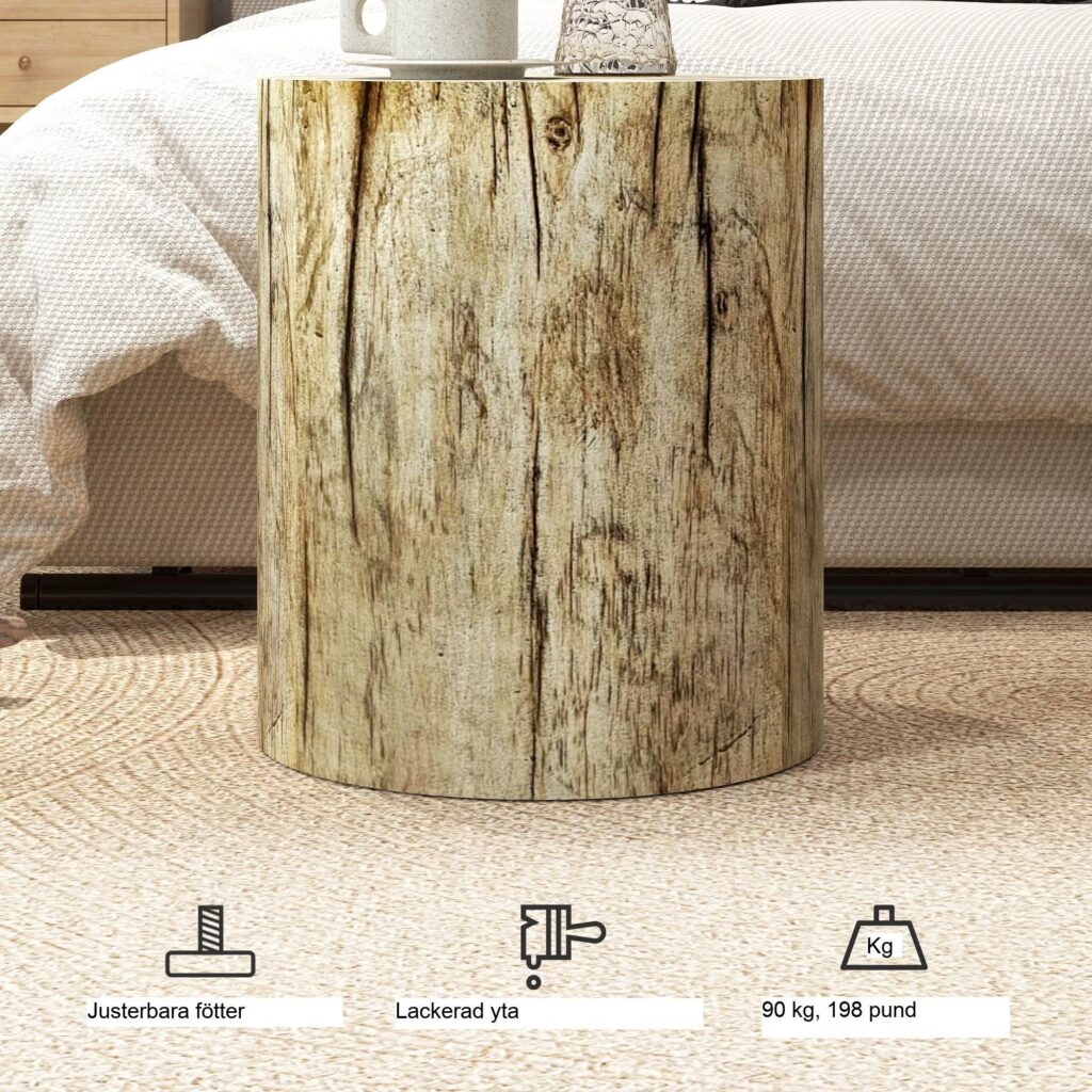 Realistiskt träkornträd stubbdesign Betong sidobord-tungt och multifunktion för hem och trädgård