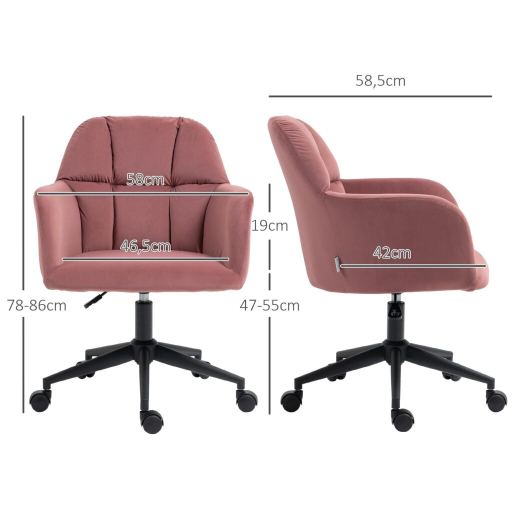 Modern Velvet Office -stol med justerbar höjd och ergonomisk ryggstöd för långvarig komfort - stöder upp till 120 kg