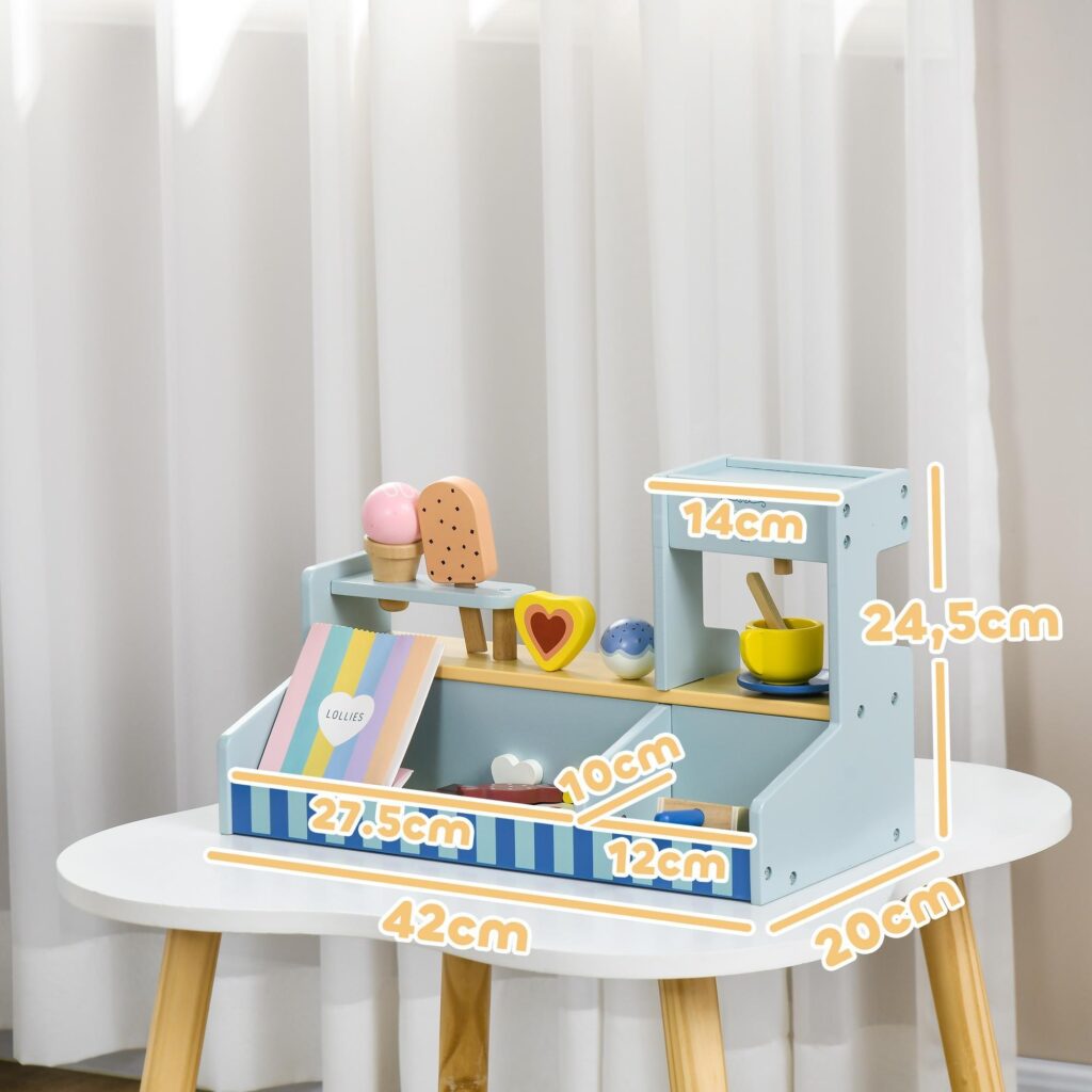 Glassbutik Träleksak för barn med tillbehör för fantasifull lek - Pedagogisk och säker materialgåva för 2-5-åringar