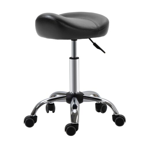 Ergonomisk höjdjusterbar rullstol med vadderat syntetiskt lädersäte, 360 ° roterande och mobil