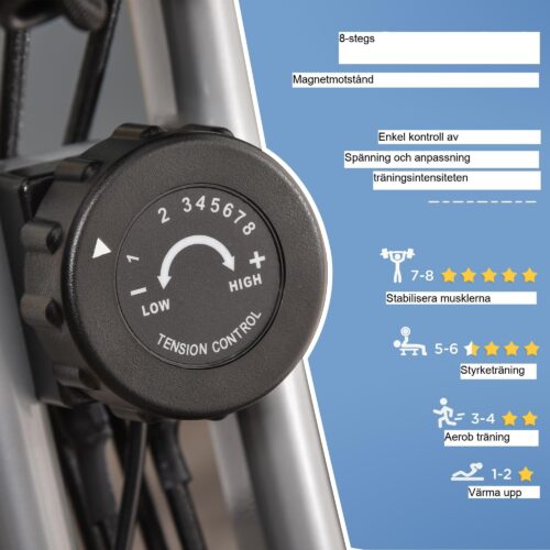 Ergometer X-Bike med LCD-skärm – hopfällbar design och spännrep för helkroppsträning