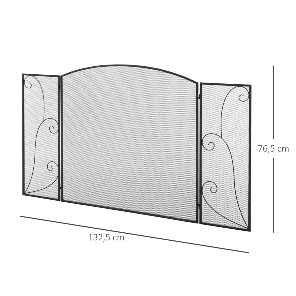 Öppen spis Galler | Tri-Fold Design | Robust metallkonstruktion | 132.5L x 76.5H cm | Enkel rengöring och förvaring
