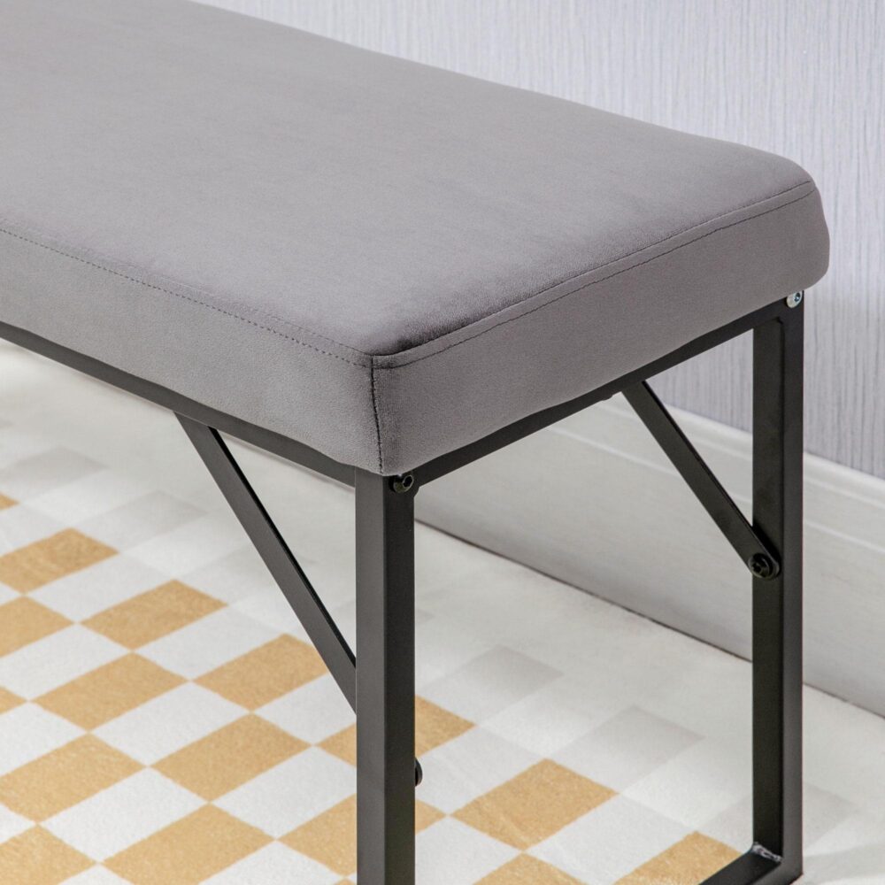 Sammetsklädd bänk för vardagsrum och sovrum – mångsidig användning, bekvämt sittande, elegant design med stabil metallram, golvskydd ingår