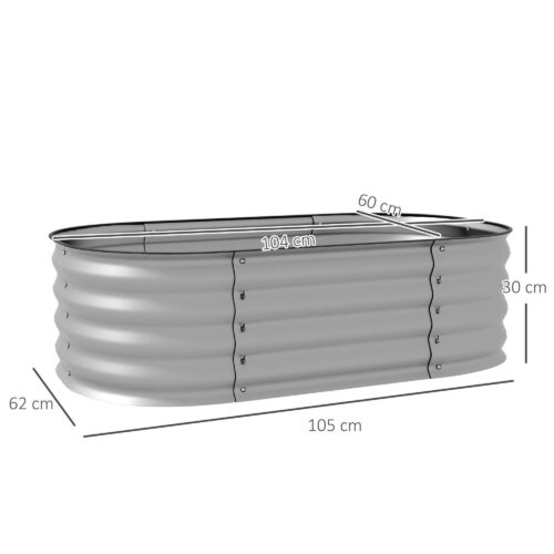 Upphöjd bädd Metall Planteringslåda med Väderbeständig Design och Öppen Jord Örtbädd för Trädgård Balkong Silver