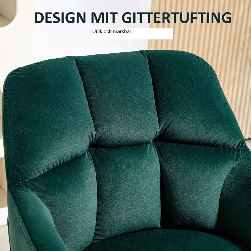 Elegant fåtölj fåtölj med klädsel i sammetslook och robusta stålben för maximal komfort - mörkgrön