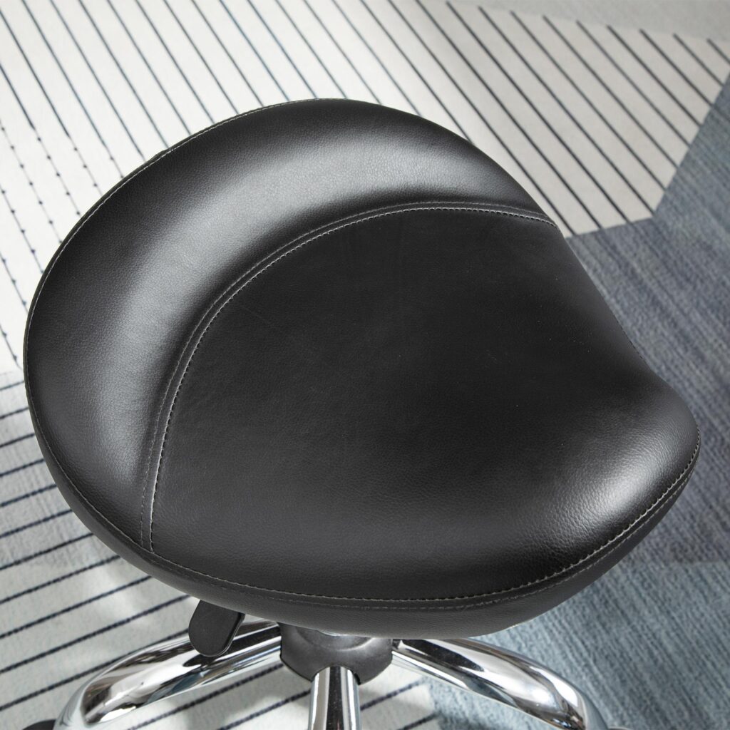 Ergonomisk höjdjusterbar rullstol med vadderat syntetiskt lädersäte, 360 ° roterande och mobil