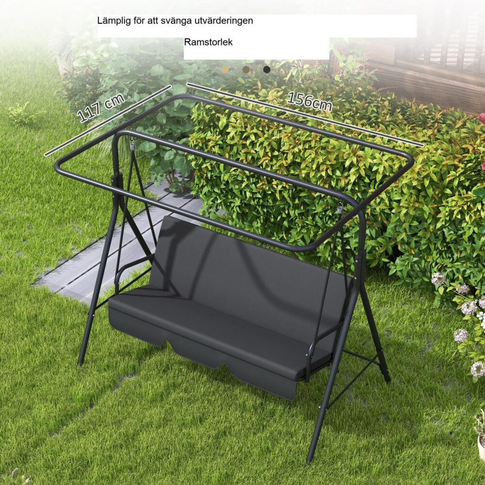 Hollywood Swing Replacement Roof för 3-sits soltak – Mörkgrå, väderbeständig och hållbar med enkel installation