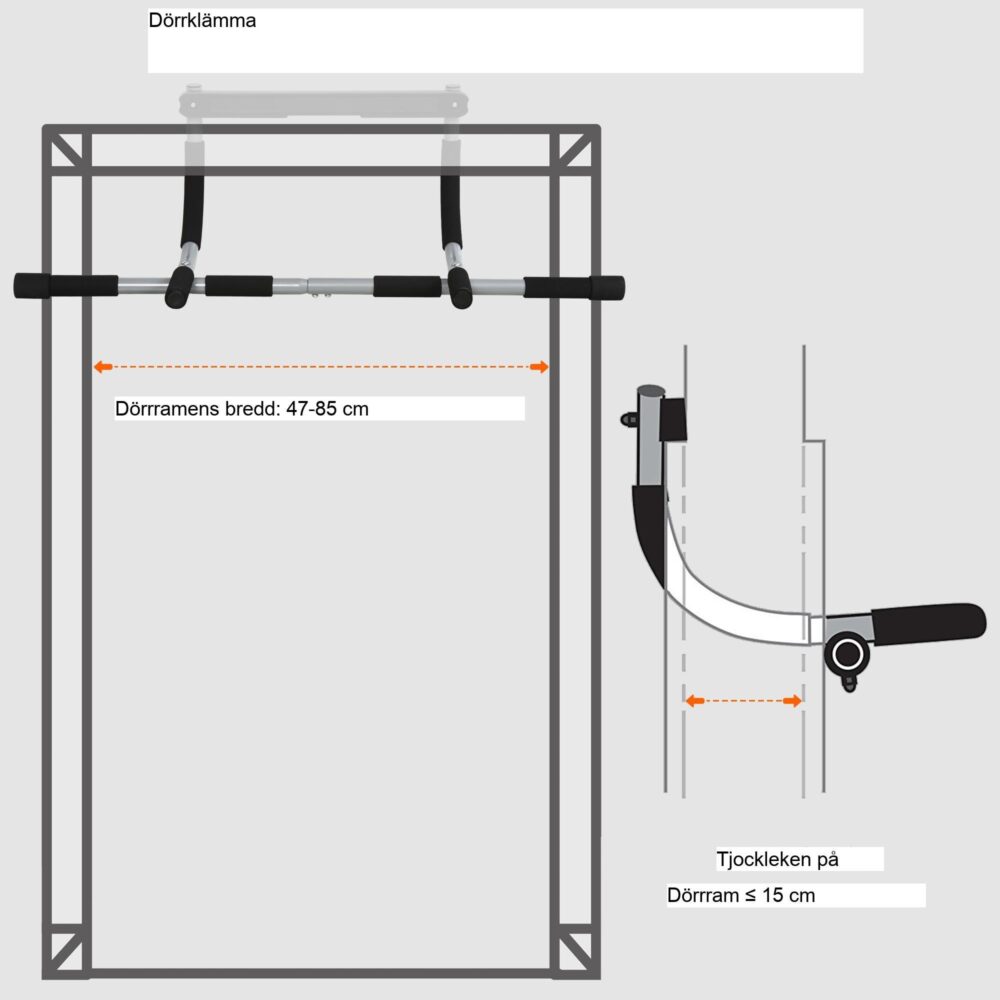 Pull-up Bar Multifunktions Träningsfäste Stål Dörrstång Med Skumhandtag Svart Grå 92x40x17cm för hemmagym – Justerbar design, Hållbar stålkonstruktion, halkfria vadderade handtag