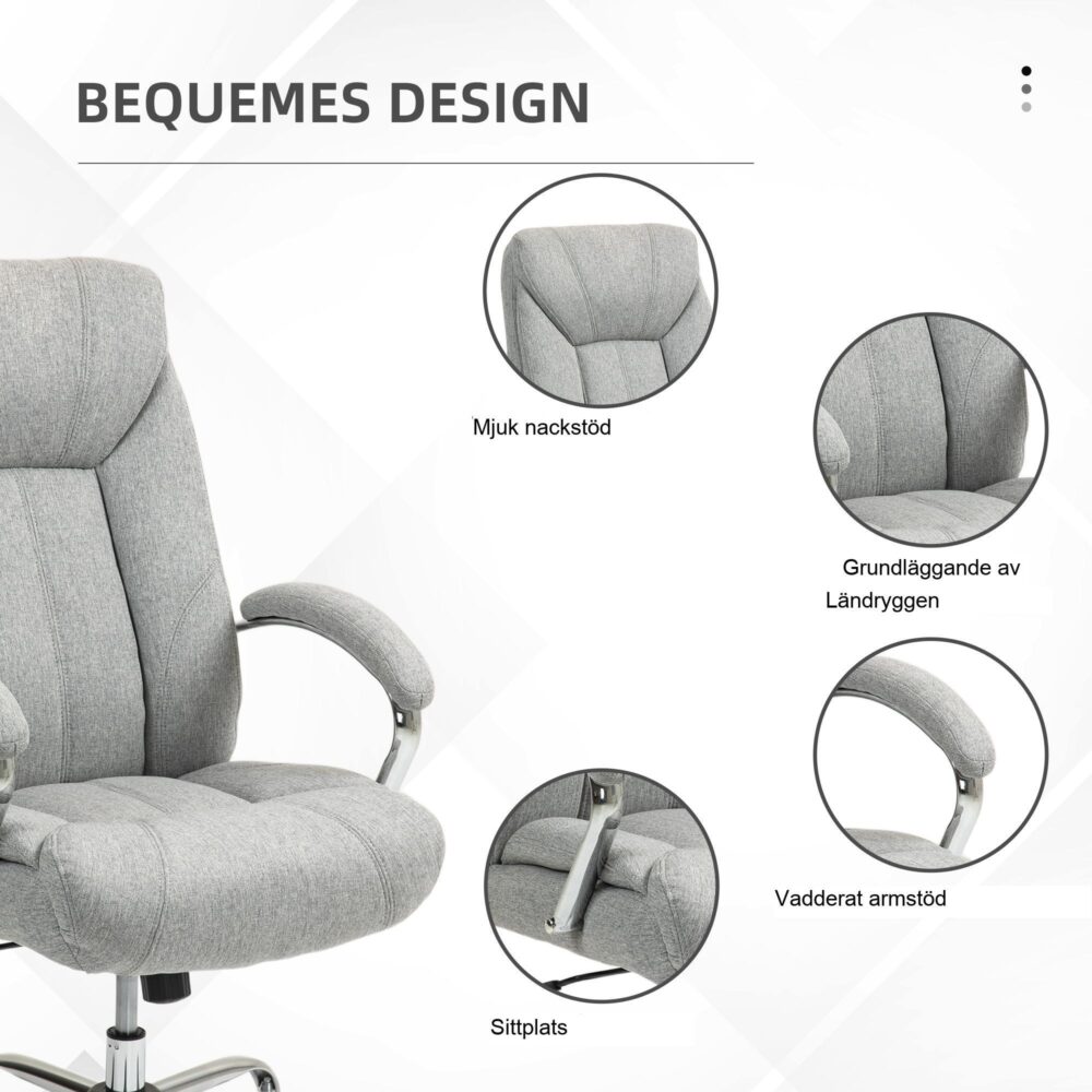 Ergonomisk kontorsstol med gungfunktion – justerbar höjd, snurrbar design och tyg som andas | 65x78x110-118cm