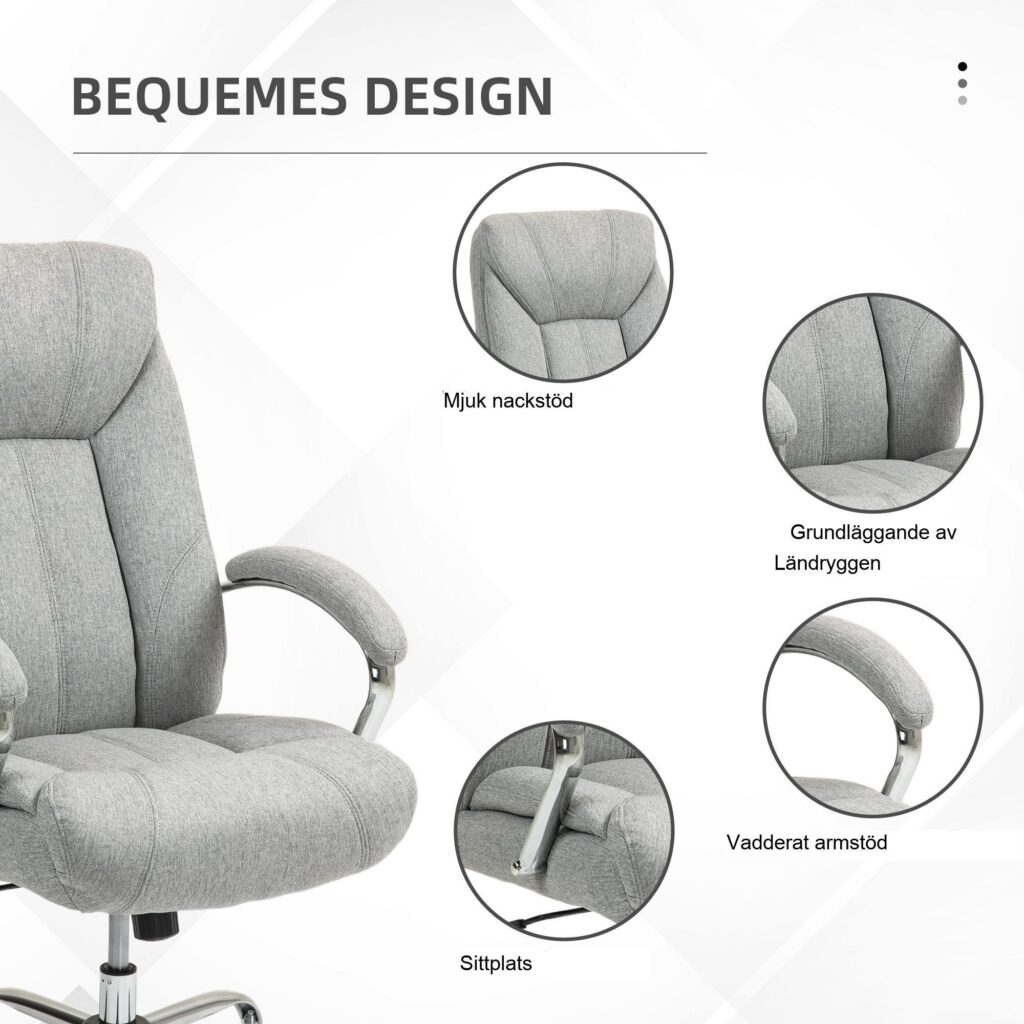 Ergonomisk kontorsstol med gungfunktion - justerbar höjd, snurrbar design och tyg som andas | 65x78x110-118cm