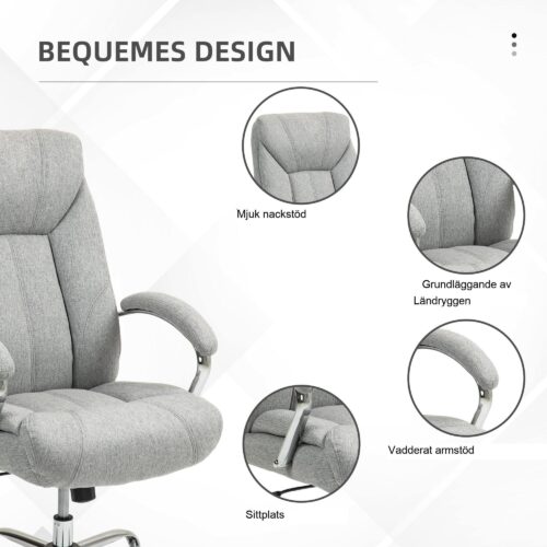 Ergonomisk kontorsstol med gungfunktion – justerbar höjd, snurrbar design och tyg som andas | 65x78x110-118cm
