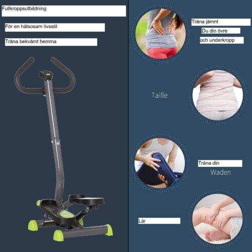 Motionscykel Stepper med LCD-skärm – Skonsam Fitness Swing Stepper för hemmaträning
