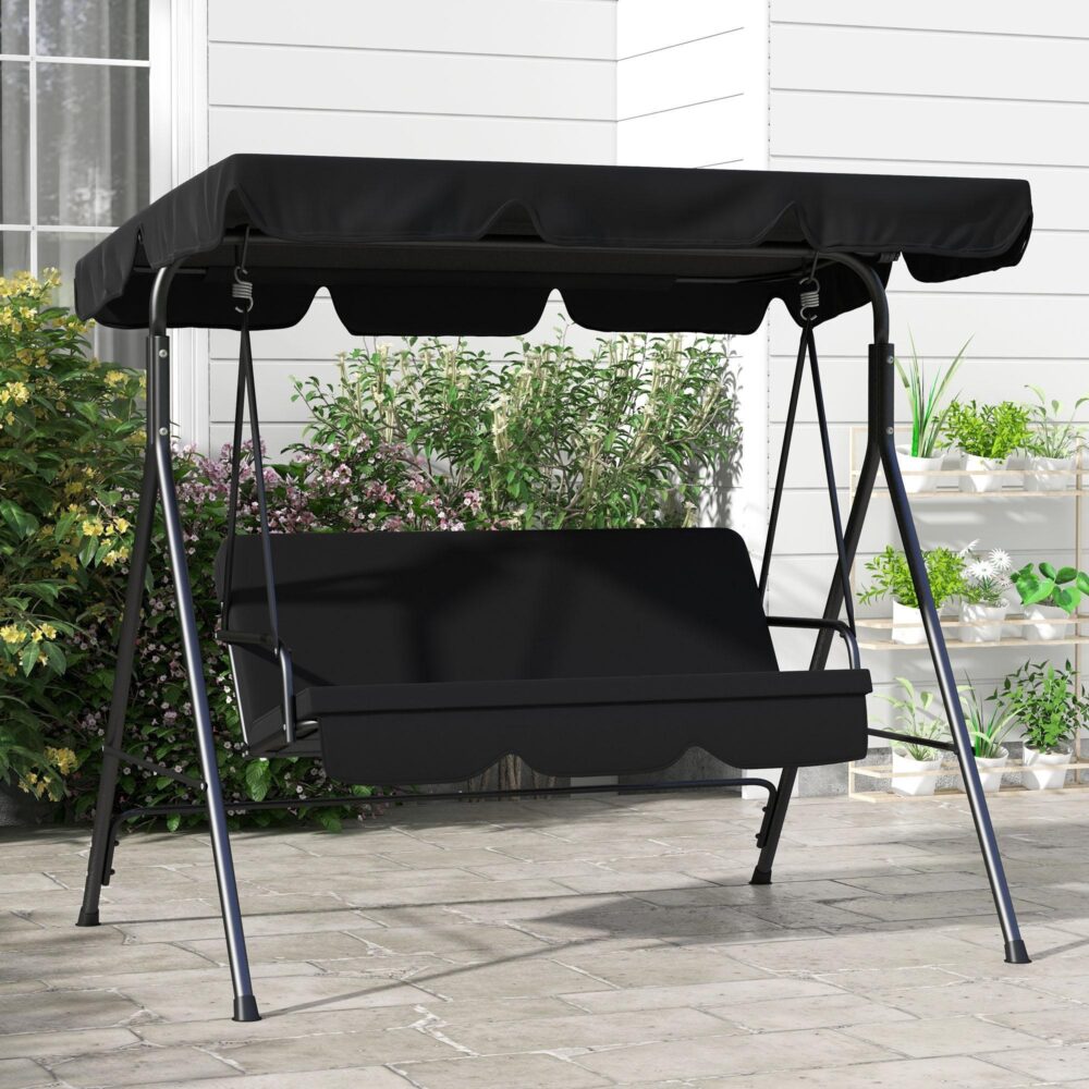 Hollywood Swing 3-sits Garden Swing – ultimat avkoppling utomhus med justerbart skuggtak och enkel montering