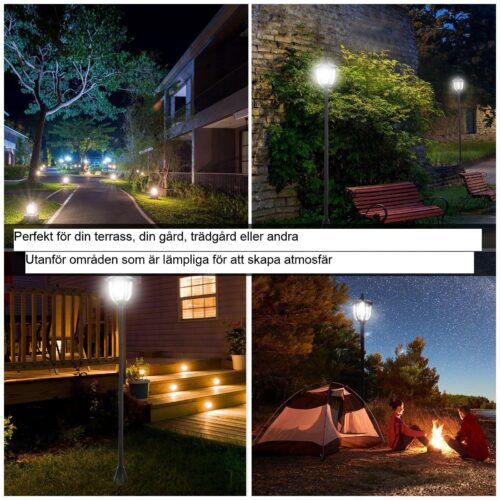 6 LED Solar Garden Light Lantern med 6-timmars kontinuerlig belysning och smart automatiskt på/av-läge, IP44 vattentät för utomhusbruk