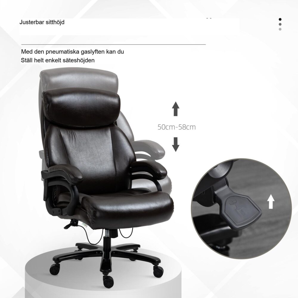 Executive Office Gaming Chair med ergonomiskt ryggstöd, höjdjusterbar sits och vippfunktion för hem/kontor – Slitstark, tjock stoppning upp till 180 kg lastkapacitet