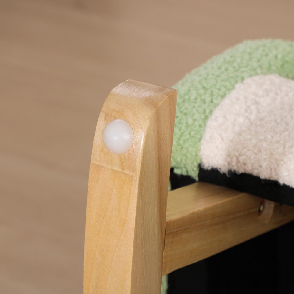 Gungstol för barn | Mjuk klädd fåtölj med lammskinnsimitation | Säker design av eukalyptusträ för 1,5-3-åringar | Bekväm och snygg barnsoffa