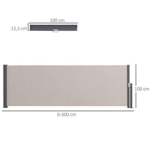 Utdragbar sidomarkis 300x100cm UV-skydd och sekretessskärm – enkel montering, hållbar design