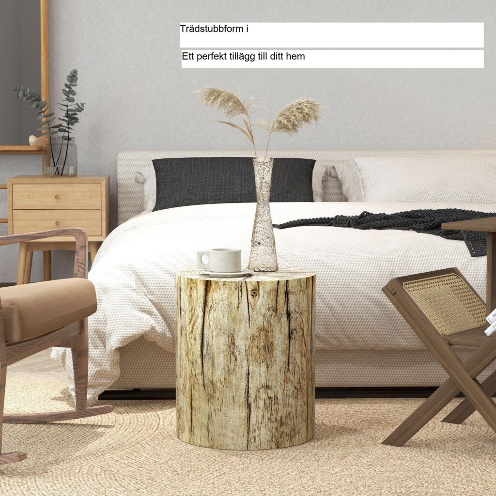 Realistiskt träkornträd stubbdesign Betong sidobord-tungt och multifunktion för hem och trädgård