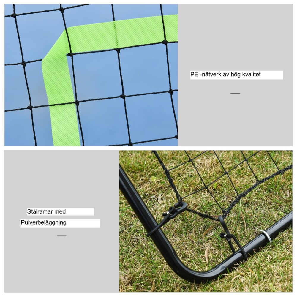 Slitstarkt Stål och PE Rebounder Goal 75x126cm – Boosta fotbollskunskaperna med bärbart, snabbt monteringshjälpmedel, inkluderar markpinnar för stabilitet
