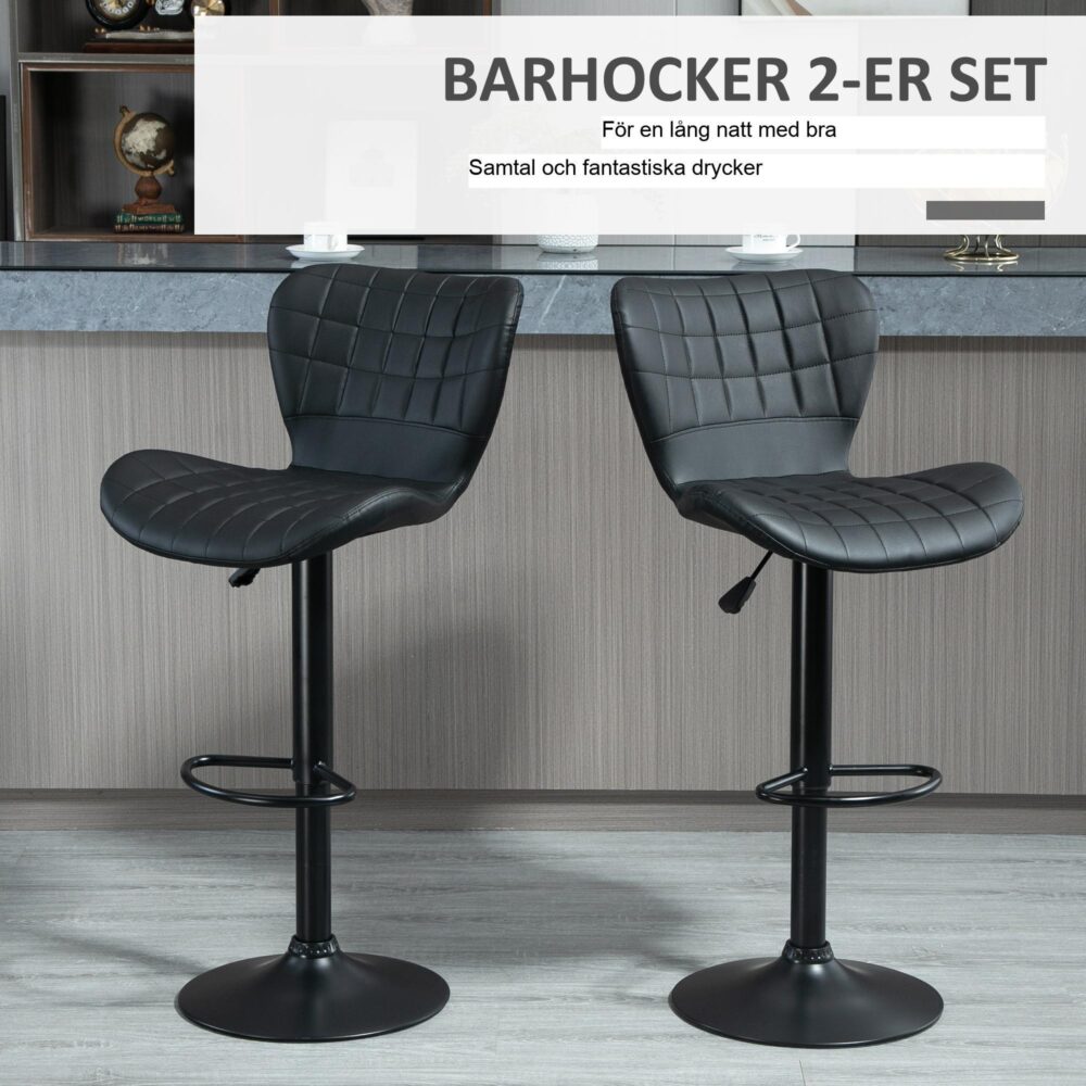 Retro Design Bar Chair Set of 2 – Höjdjusterbar för komfort och stil med stabil metallbas