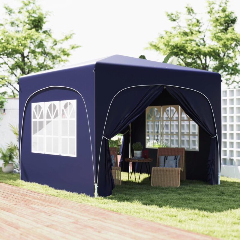 Lusthus 3x3m Vattenavvisande Vintersäker Pop-up Hopfällbar Paviljong med UV-skydd 50+ – Snabb installation och rymlig skugga för trädgårdsfester, camping och utomhusevenemang