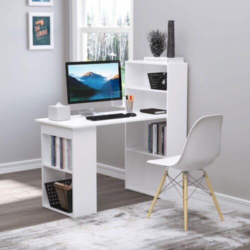 Skrivbord Köksbord med Hylla | Modern design | 120x55cm Datorbord för Laptop och Kontor | Gott om förvaringsutrymme | Hållbar spånskivekonstruktion