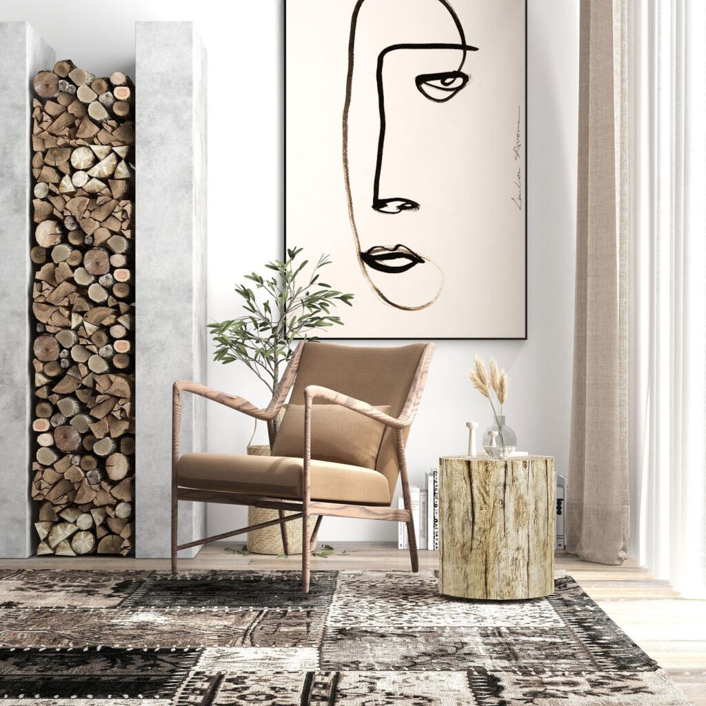 Realistiskt träkornträd stubbdesign Betong sidobord-tungt och multifunktion för hem och trädgård