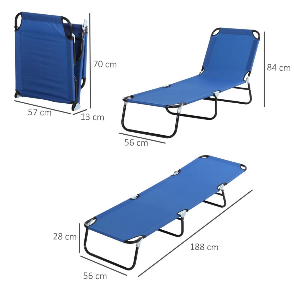 Trädgårdssolstol med justerbart ryggstöd, stålram och tyg som andas - 120 kg lastkapacitet | Mått: 188x56x28cm