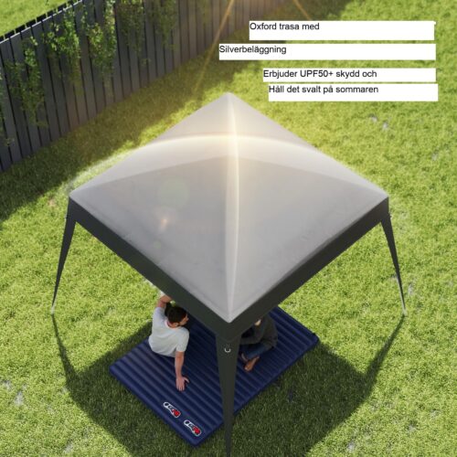 Ersättningstak för lusthus 3x3m – Stormsäker och UV-skydd, enkel 5-minuters installation med kardborreband och elastiska band, robust oxfordtyg, mörkgrå