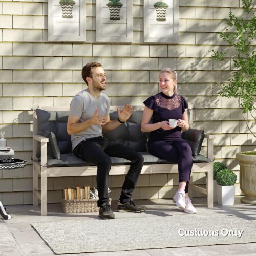 3 sittande bankdyna kudde set med två-ton design-hållbar och stänk-säker utomhusstolskuddar för trädgårdsmöbler, Hollywood-swing och bänkar | Mörkgrå+svart