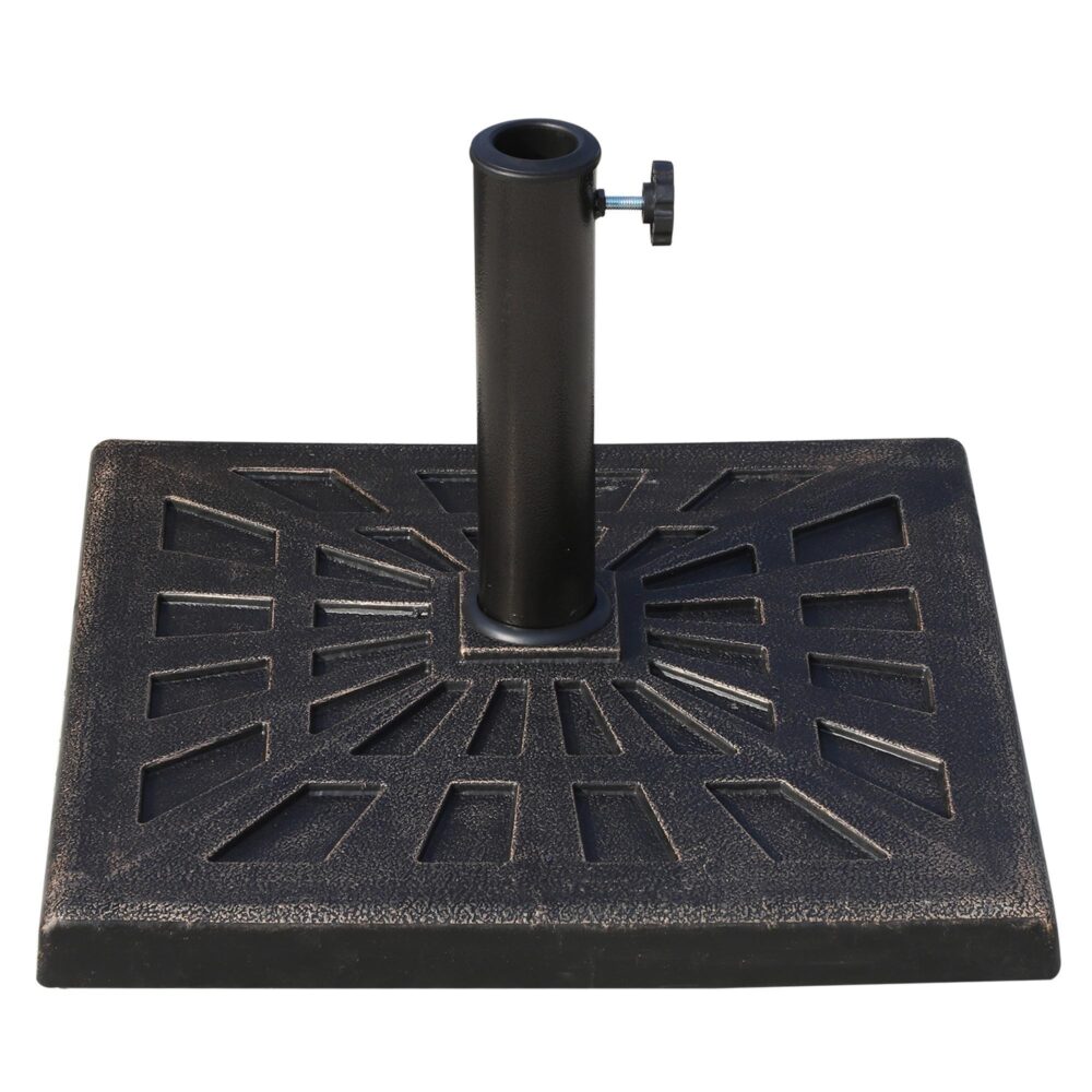 Justerbart parasollställ med bas i syntetiskt harts – väderbeständig och snygg bronsdesign för Ø38/48mm paraplystänger (15kg, 47x47x32cm)