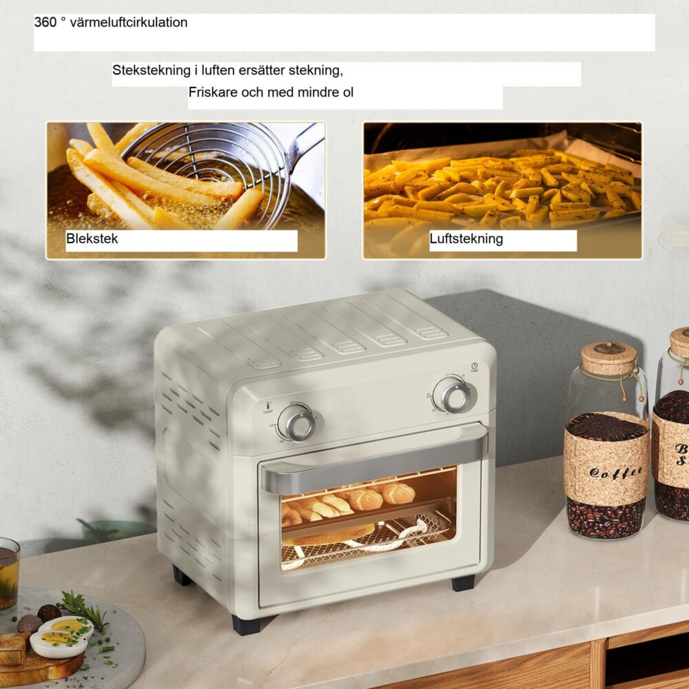 Mini varmluftsugn 10L | Kompakt och energieffektiv med pekskärmsfunktion för fritös