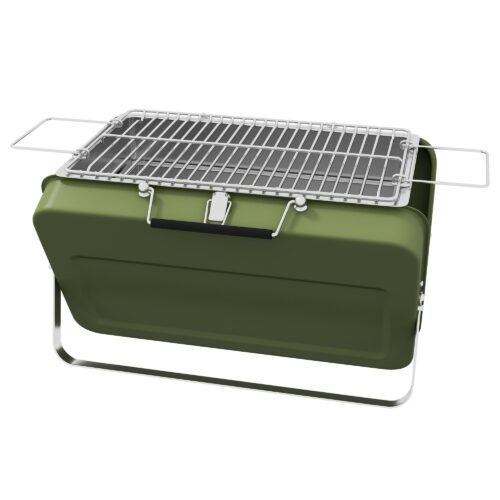 Stainless Steel Green Table Grill – Kompakt och bärbar kolgrill för picknick och trädgårdsbruk med snabb installation och hållbart metallhölje