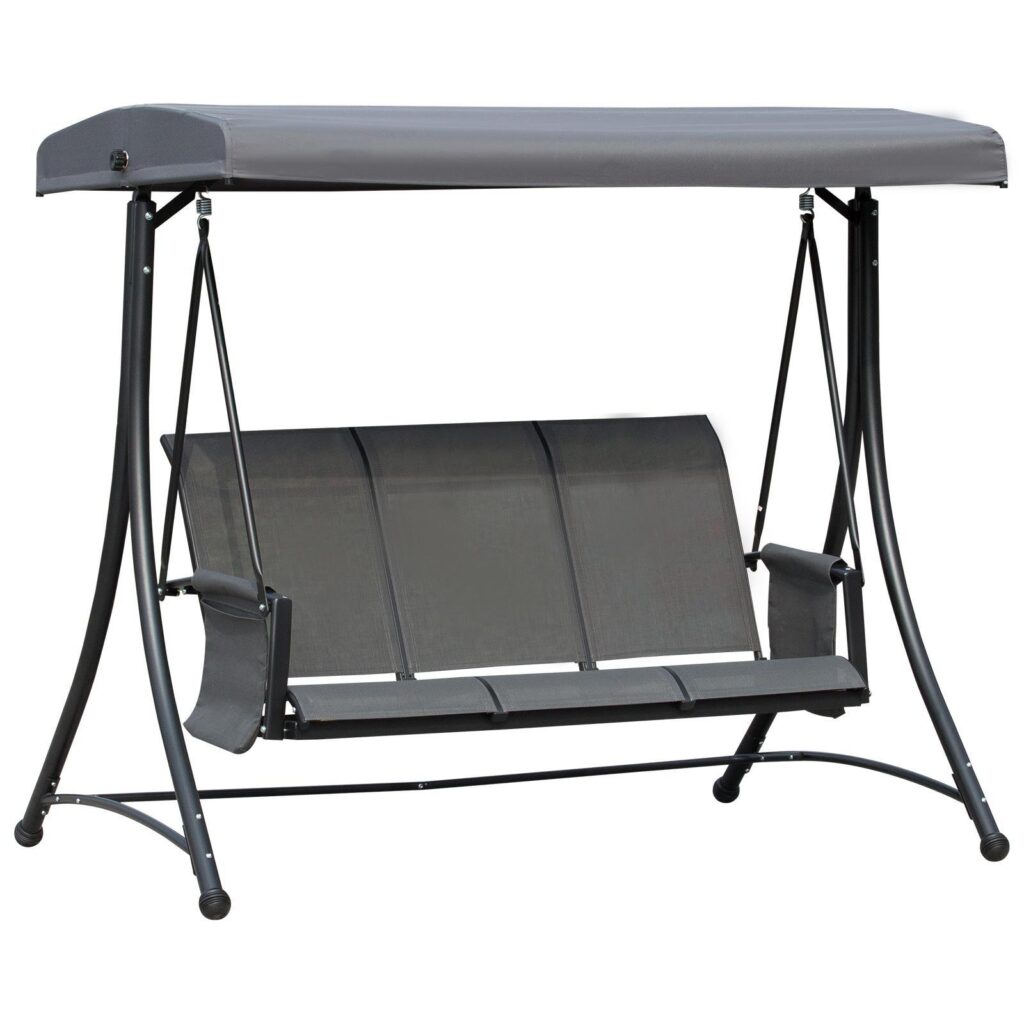 3-sits verandagunga med justerbar sufflett - bekvämt med plats för 3 vuxna | Robust aluminiumram och UV-skydd
