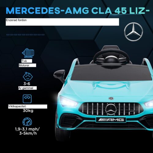 Mercedes-Benz AMG CLA 45 licensierad elbil för barn – Fjärrkontroll Säkerhet och Dual-Mode Driving med Interaktiva Lampor och MP3-underhållning