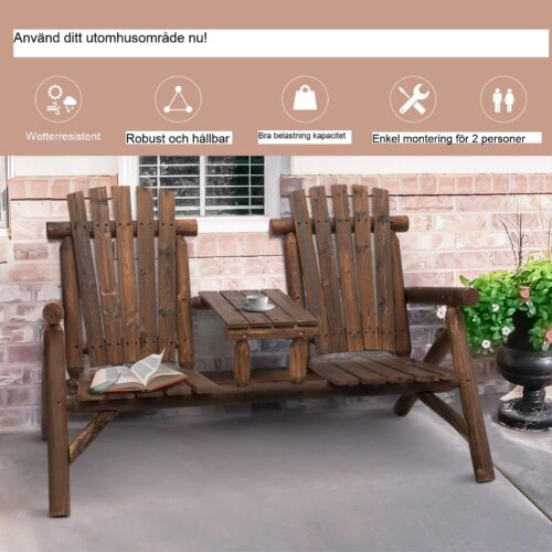 Trädgårdsbänk med bordsset – Ergonomisk komfort och hållbar design i massivt trä för terrass och trädgård