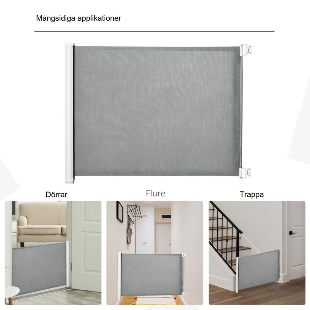 Utdragbar Dog Safety Partition Gate - Enkel enhandsfjärrkontroll för trappor, dörrar och mer