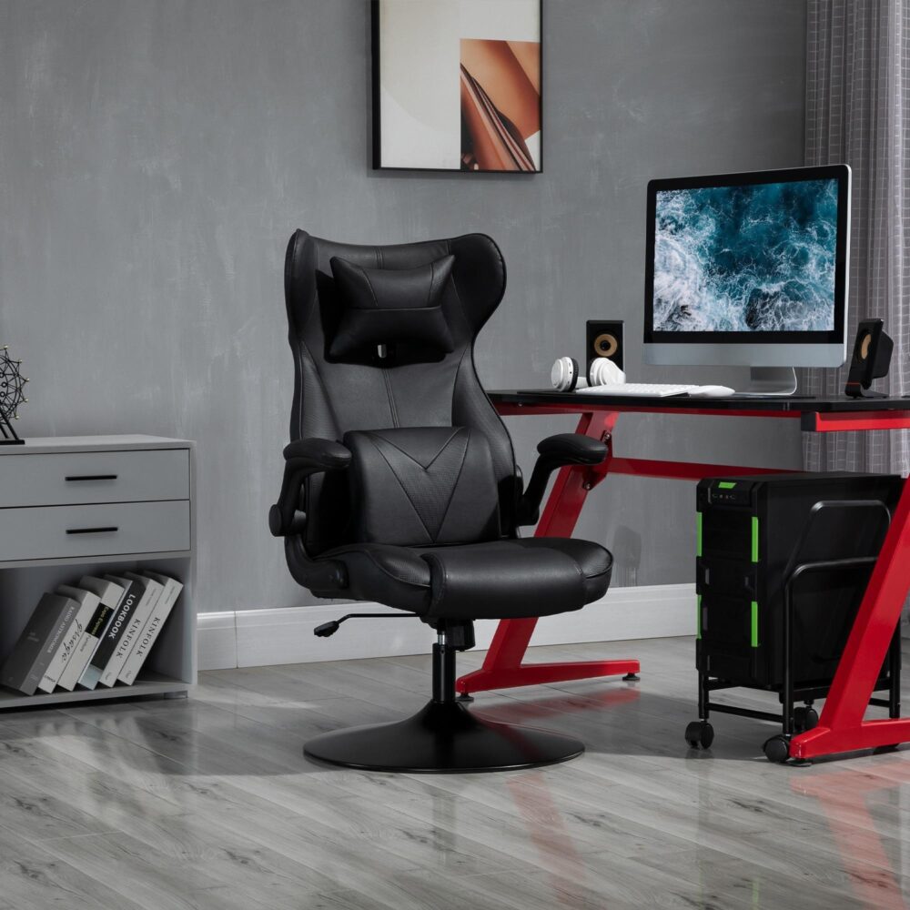 Ergonomisk gamingstol med gungfunktion – extra komfort för spel, streaming eller hemmakontor | Justerbar höjd, skumstoppning och svankstöd
