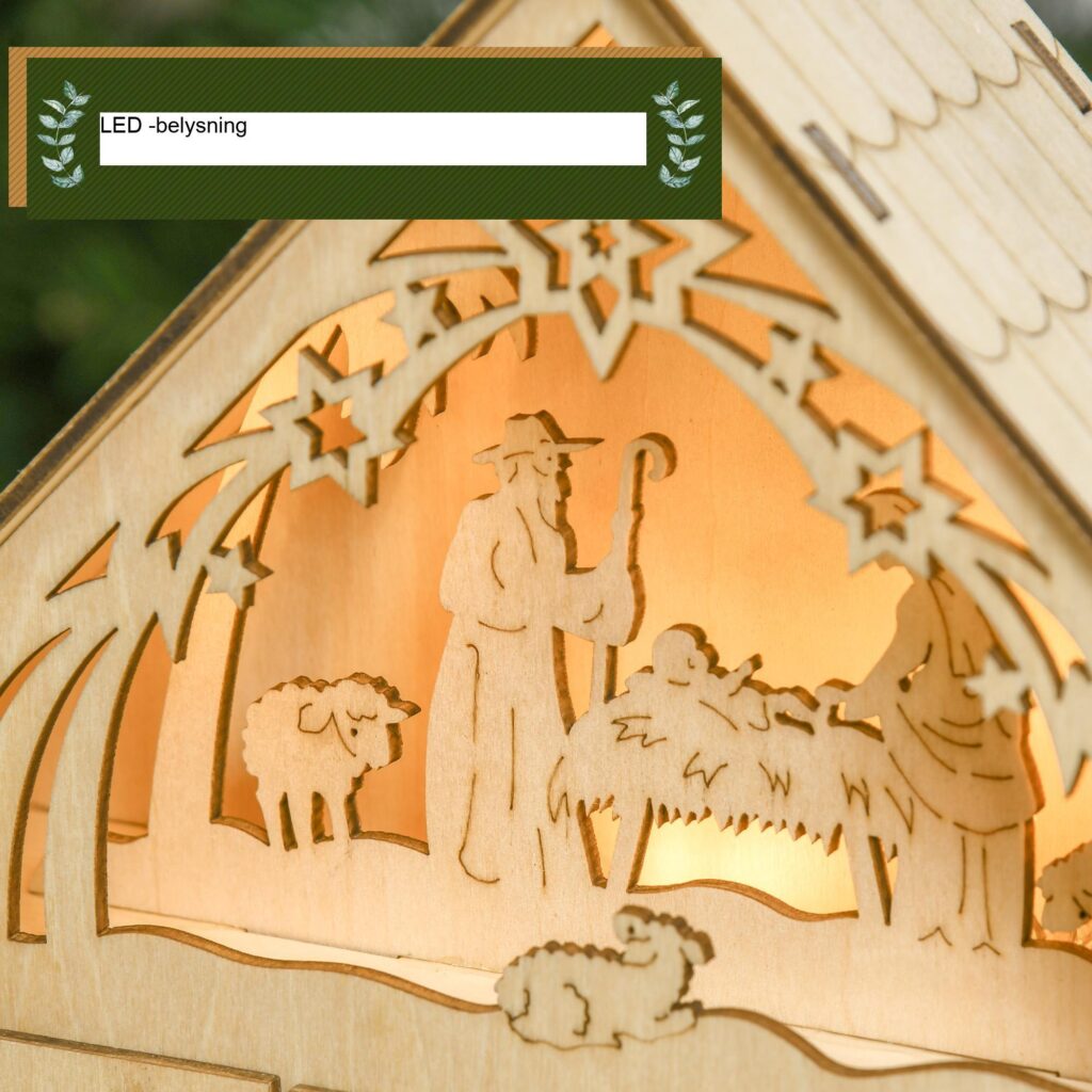 24 lådor adventskalender med LED-lampor - Juldekoration och nedräkningslåda i naturligt trä