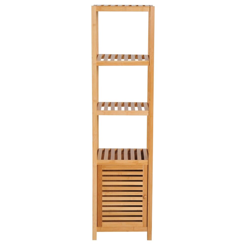 Badrumsskåp med 3 öppna fack | Rymlig förvaring och elegant design | Konstruktion i 100 % naturlig bambu för optimal förvaring och hållbarhet