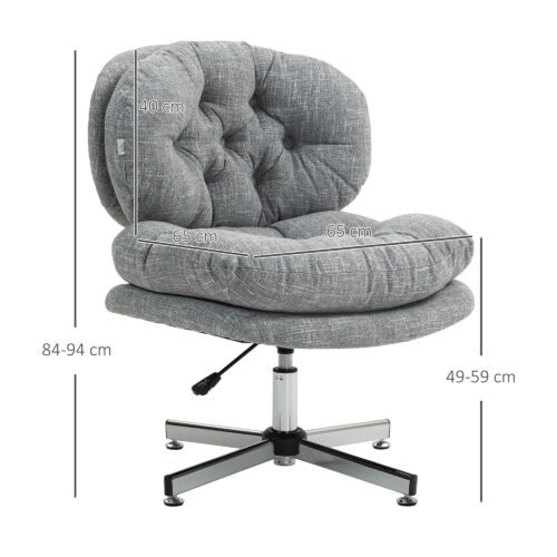 Ergonomisk skrivbordsstol med gungfunktion | Mjuk vadderad sits och höjdjusterbar svängbar kontorsstol med design i linnelook