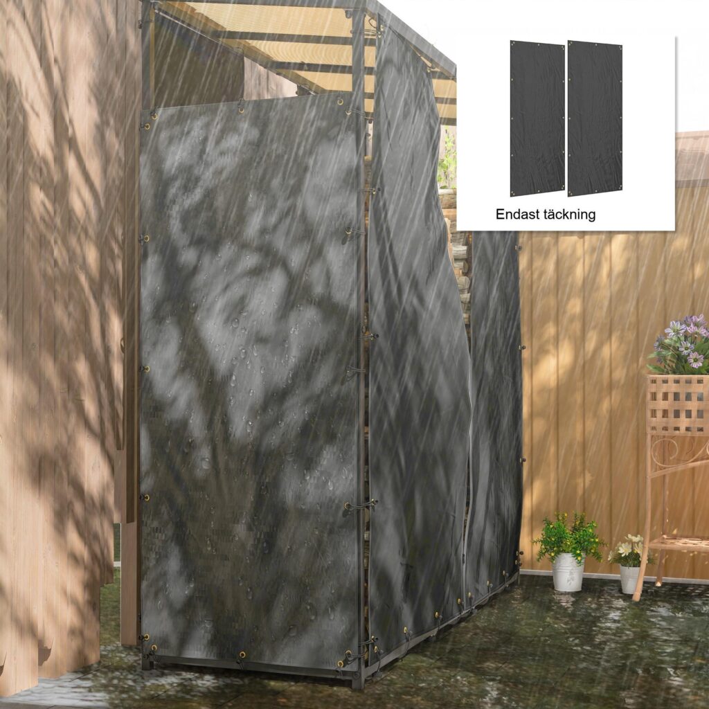 Set med 2 hyllöverdrag för ved - Vattentät och UV-skydd - Perfekt passform för hyllor 62-66D x 185H cm