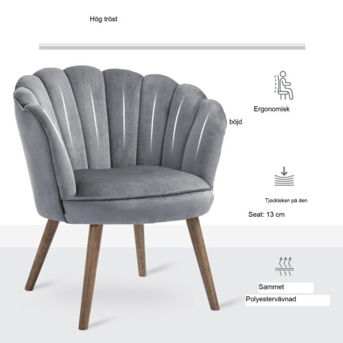 Matstol med armstöd – Romantisk Lotusdesign, Mjuk Stoppad Kudde, Mörkgrå | Robusta ben i gummiträ