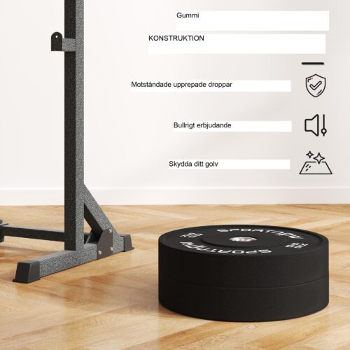 Set med 2 hantelvikter, 2 x 20 kg, solid gummikonstruktion för hållbarhet och brusreducering, kompatibilitet med olympisk standard