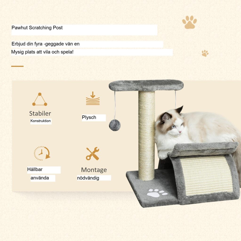 Cat Tree Small - Slitstark reptålig konstruktion med lekfull tillflyktsort, tunnel och bollleksak för katter | Design för möbelskydd