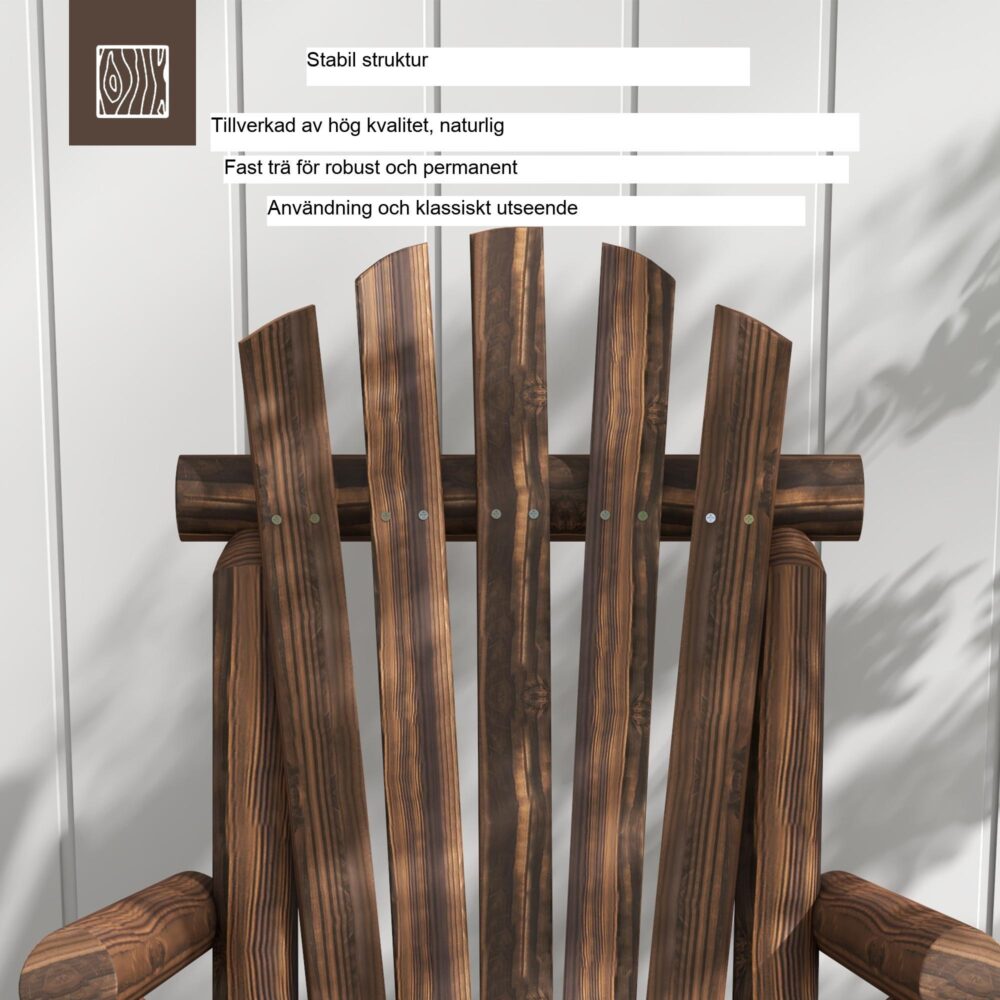 Ergonomisk Adirondack trädgårdsstol med hög rygg och armstöd – Slitstark grankonstruktion, enkel montering, perfekt för trädgård och uteplats