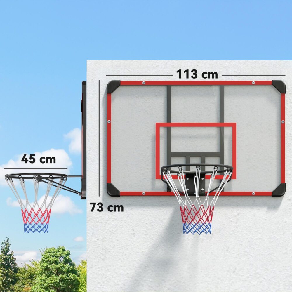 Väggmonterad basketkorg med slitstark stålkonstruktion – perfekt för inomhus- och utomhusbruk